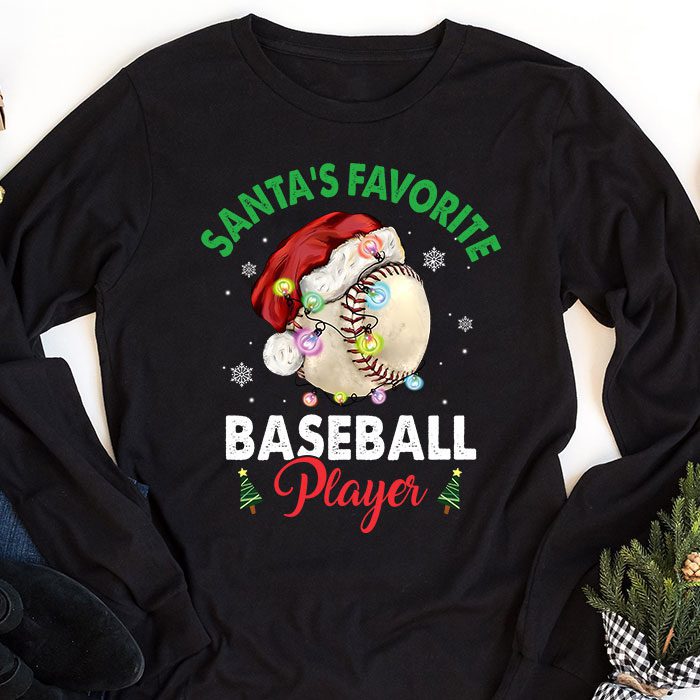 Santas-Favorite-Baseball-Player-Christmas-Pajama-Longsleeve-Tee-1 Santas Favorite Baseball Player Christmas Pajama Longsleeve Tee 1 2