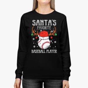 Santa's Favorite Baseball Player Christmas Pajama Longsleeve Tee 2 Santas Favorite Baseball Player Christmas Pajama Longsleeve Tee 2 1