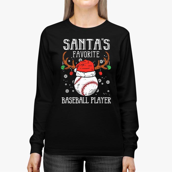 Santas-Favorite-Baseball-Player-Christmas-Pajama-Longsleeve-Tee-2 Santas Favorite Baseball Player Christmas Pajama Longsleeve Tee 2 1