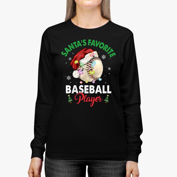 Santas-Favorite-Baseball-Player-Christmas-Pajama-Longsleeve-Tee-2 Santas Favorite Baseball Player Christmas Pajama Longsleeve Tee 2 2