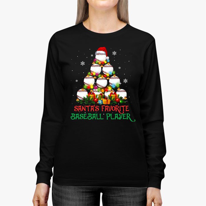 Santas-Favorite-Baseball-Player-Christmas-Pajama-Longsleeve-Tee-2 Santas Favorite Baseball Player Christmas Pajama Longsleeve Tee 2 3