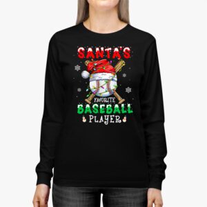 Santas Favorite Baseball Player Christmas Pajama Longsleeve Tee 2