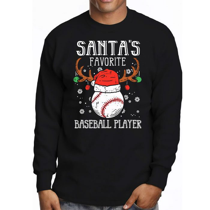 Santas-Favorite-Baseball-Player-Christmas-Pajama-Longsleeve-Tee-3 Santas Favorite Baseball Player Christmas Pajama Longsleeve Tee 3 1