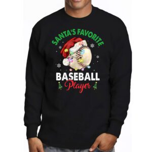 Santa's Favorite Baseball Player Christmas Pajama Longsleeve Tee 3 Santas Favorite Baseball Player Christmas Pajama Longsleeve Tee 3 2