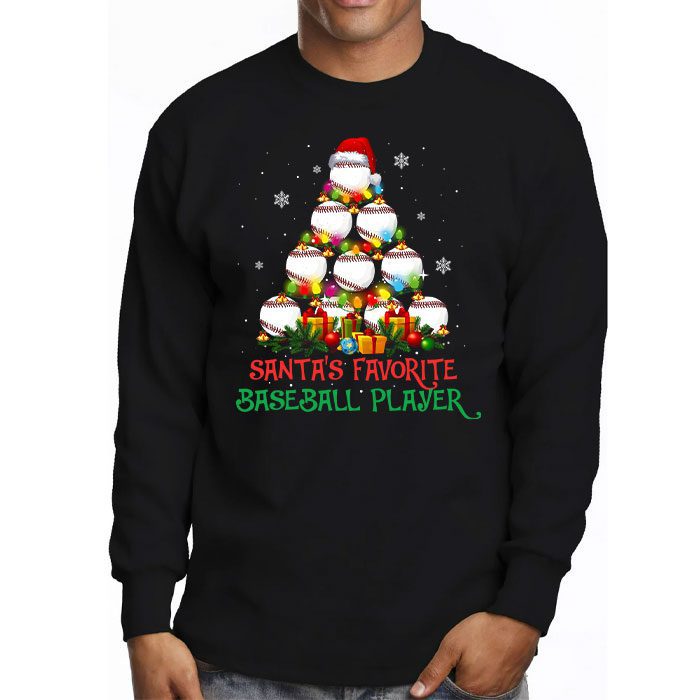 Santas-Favorite-Baseball-Player-Christmas-Pajama-Longsleeve-Tee-3 Santas Favorite Baseball Player Christmas Pajama Longsleeve Tee 3 3