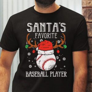 Santas Favorite Baseball Player Christmas Pajama T Shirt 2 1