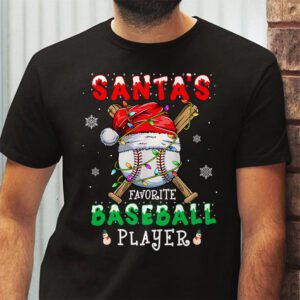 Santas Favorite Baseball Player Christmas Pajama T Shirt 2