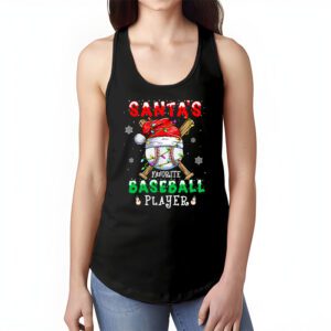 Santas Favorite Baseball Player Christmas Pajama Tank Top 1