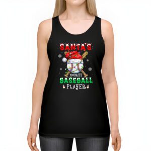 Santas Favorite Baseball Player Christmas Pajama Tank Top 2