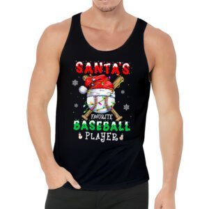 Santas Favorite Baseball Player Christmas Pajama Tank Top 3