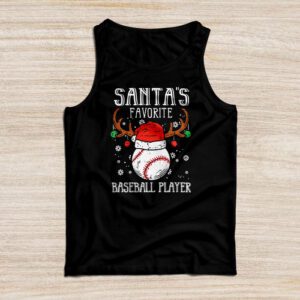 Santa’s Favorite Baseball Player Christmas Pajama Tank Top