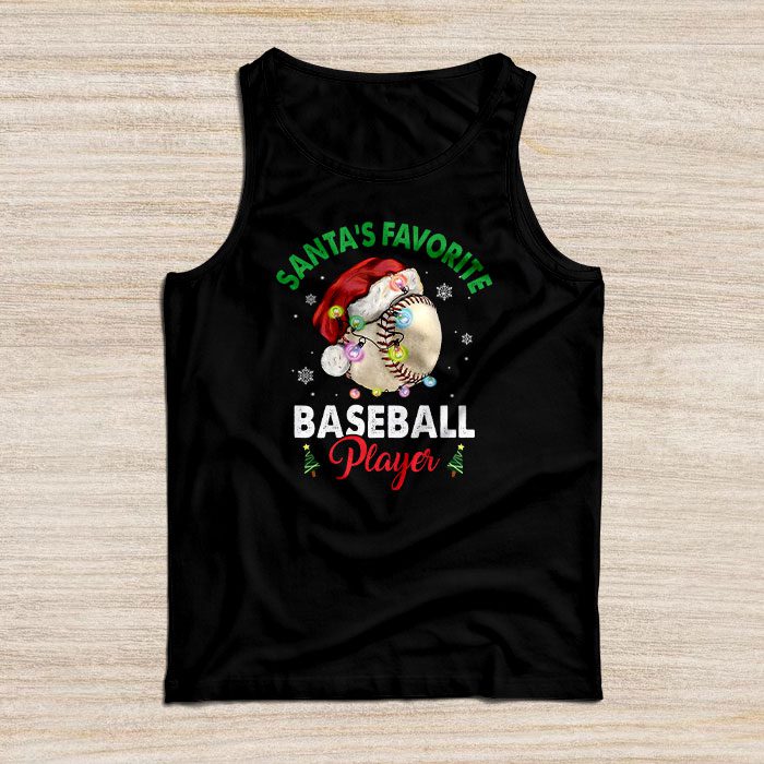 Santas-Favorite-Baseball-Player-Christmas-Pajama-Tank-Top Santa's Favorite Baseball Player Christmas Pajama Tank Top