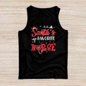 Santa’s Favorite Nurse Christmas Short Sleeve Tank Top