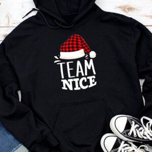 Team Nice Santa Red Plaid Claus Christmas Pajama For Family Hoodie