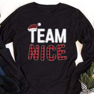 Team Nice Santa Red Plaid Claus Christmas Pajama For Family Longsleeve Tee 1 1
