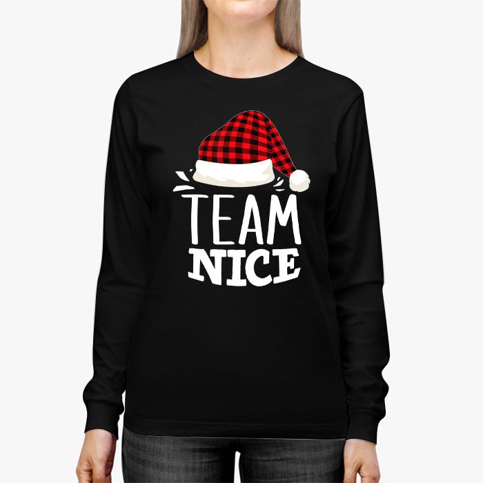 Team Nice Santa Red Plaid Claus Christmas Pajama For Family Longsleeve Tee 2 3