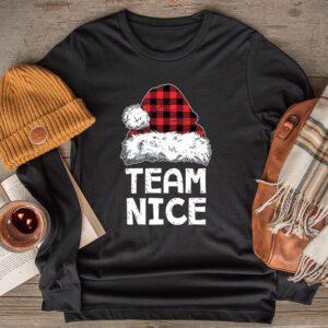 Team Nice Santa Red Plaid Claus Christmas Pajama For Family Longsleeve Tee