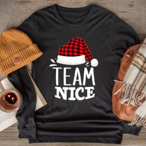 Team Nice Santa Red Plaid Claus Christmas Pajama For Family Longsleeve Tee