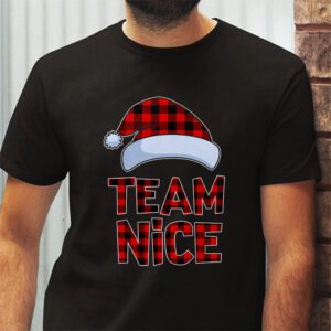 Team Nice Santa Red Plaid Claus Christmas Pajama For Family T Shirt 2