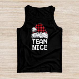 Team Nice Santa Red Plaid Claus Christmas Pajama For Family Tank Top