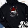 Team Santa Red Plaid Claus Hat Matching Family Christmas Hoodie