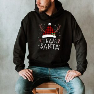 Team Santa Red Plaid Claus Hat Matching Family Christmas Hoodie 2