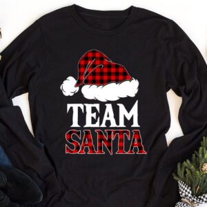 Team Santa Red Plaid Claus Hat Matching Family Christmas Longsleeve Tee 1 1