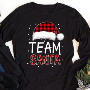 Team Santa Red Plaid Claus Hat Matching Family Christmas Longsleeve Tee 1 2
