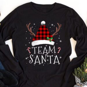 Team Santa Red Plaid Claus Hat Matching Family Christmas Longsleeve Tee 1