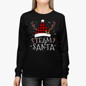 Team Santa Red Plaid Claus Hat Matching Family Christmas Longsleeve Tee 2