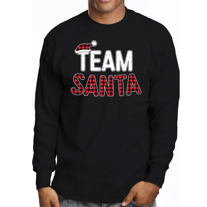 Team-Santa-Red-Plaid-Claus-Hat-Matching-Family-Christmas-Longsleeve-Tee-3 Team Santa Red Plaid Claus Hat Matching Family Christmas Longsleeve Tee 3 4