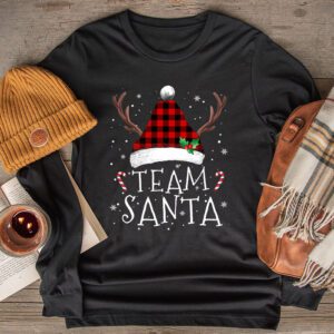 Team Santa Red Plaid Claus Hat Matching Family Christmas Longsleeve Tee