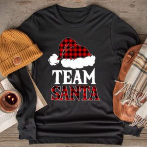 Team Santa Red Plaid Claus Hat Matching Family Christmas Longsleeve Tee