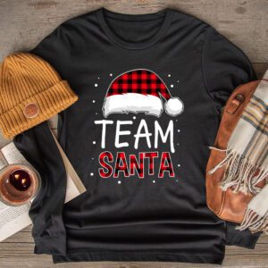 Team Santa Red Plaid Claus Hat Matching Family Christmas Longsleeve Tee