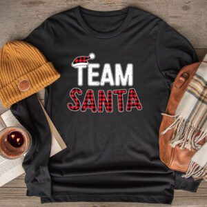 Team Santa Red Plaid Claus Hat Matching Family Christmas Longsleeve Tee