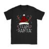 Team Santa Red Plaid Claus Hat Matching Family Christmas T-Shirt