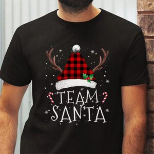 Team Santa Red Plaid Claus Hat Matching Family Christmas T Shirt 2