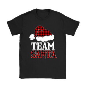 Team Santa Red Plaid Claus Hat Matching Family Christmas T-Shirt