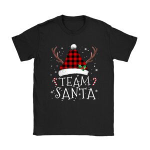 Team Santa Red Plaid Claus Hat Matching Family Christmas T-Shirt