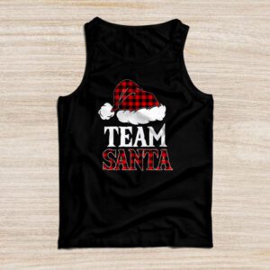 Team Santa Red Plaid Claus Hat Matching Family Christmas Tank Top