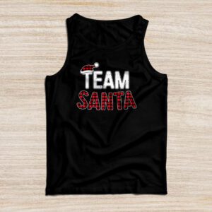 Team Santa Red Plaid Claus Hat Matching Family Christmas Tank Top