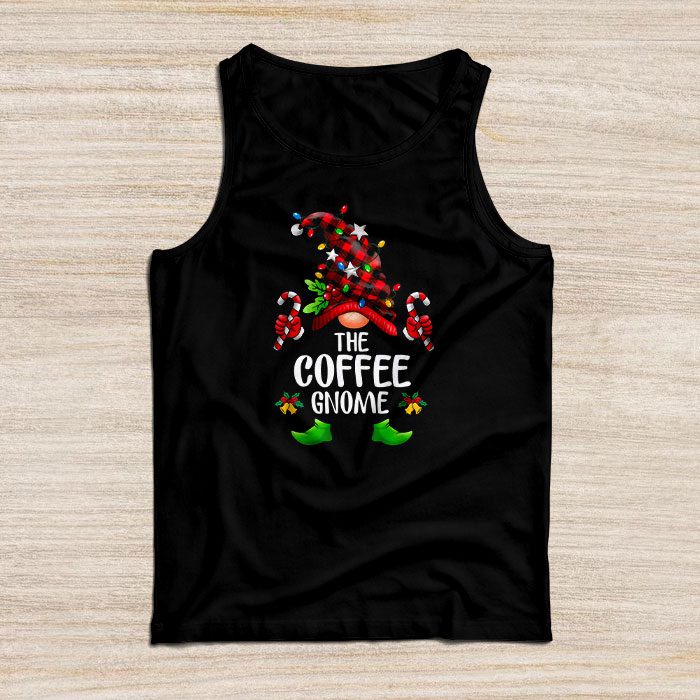 The Coffee Gnome Buffalo Plaid Matching Family Christmas Pajama Tank Top