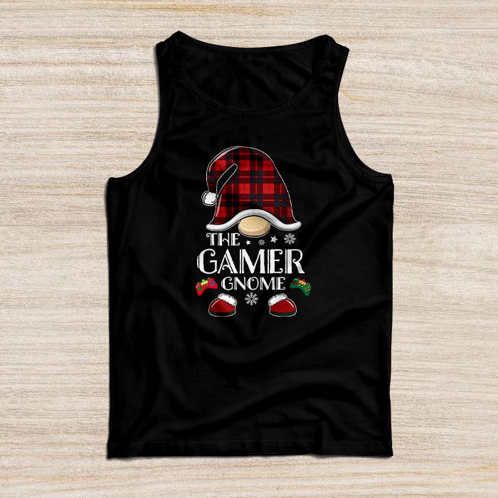 The Gamer Gnome Buffalo Plaid Matching Family Christmas Pajama Tank Top