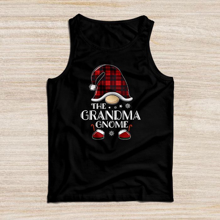 The Grandma Gnome Buffalo Plaid Matching Family Christmas Pajama Tank Top