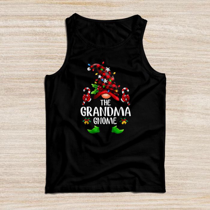 The Grandma Gnome Buffalo Plaid Matching Family Christmas Pajama Tank Top
