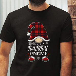 The Sassy Gnome Buffalo Plaid Matching Family Christmas Pajama T Shirt 2 2