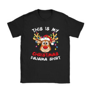 This Is My Christmas Pajama Shirt Funny Christmas Reindeer T-Shirt