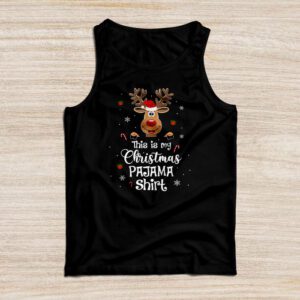 This Is My Christmas Pajama Shirt Funny Christmas Reindeer Tank Top