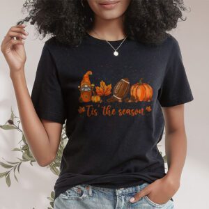 Tis The Season Pumpkin Leaf Latte Fall Thanksgiving Football T Shirt 1 5