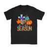 Tis The Season Pumpkin Leaf Latte Fall Thanksgiving Football T-Shirt